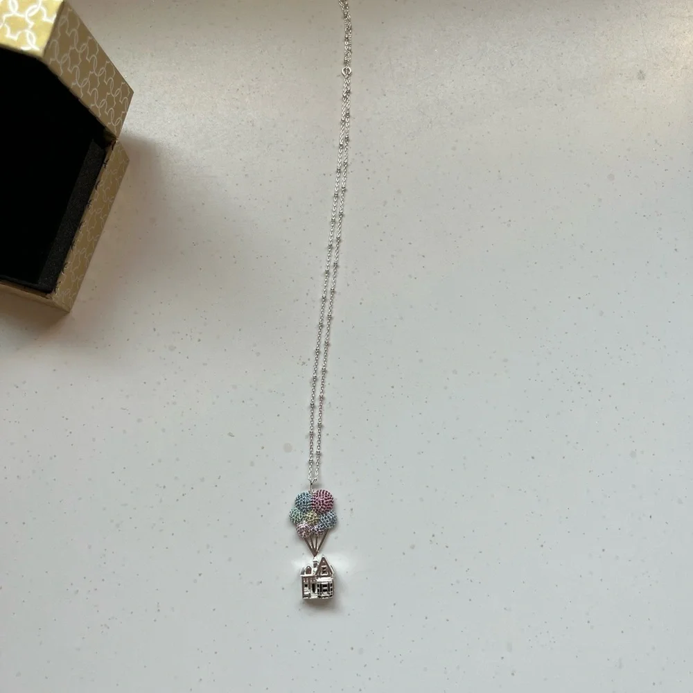 NEW Disney Silver Necklace with Colorful Balloon House Pendant - Picture 4 of 4